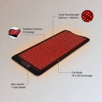 2026 Upgraded Dual Wavelength LED Beads 660Nm&850Nm Red Light Therapy Mat Full Body, Used to Face and Body Pain Relief Skin Health Personal Care, 75" X 35'' (Black) — infographic