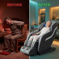 4D Deluxe Gray and Black Zero Gravity and Space Saving Faux Leather Heated Massage Chair with Sl-Track and Bluetooth — Before & After
