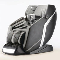 4D Deluxe Gray and Black Zero Gravity and Space Saving Faux Leather Heated Massage Chair with Sl-Track and Bluetooth — Studio Shot